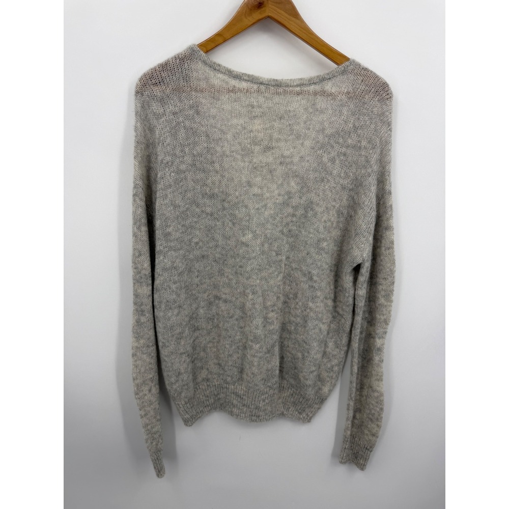 Free People Deep V Alpaca Wool Sweater Women XS Grey OB649873 Knit Pullover - Picture 3 of 7